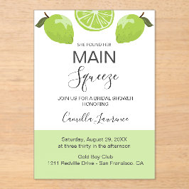 Main Squeeze Tropical Citrus Green Bridal Shower  Acryl Uitnodigingen