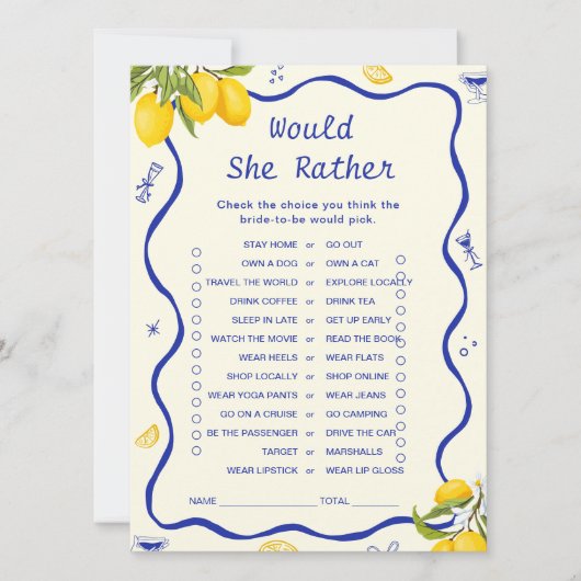 Main Squeeze Vrijgezellenfeest Zou ze liever spel Kaart (Voorkant)