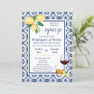 Main Squeeze Whiskey & Wine Mediterranean Shower Kaart