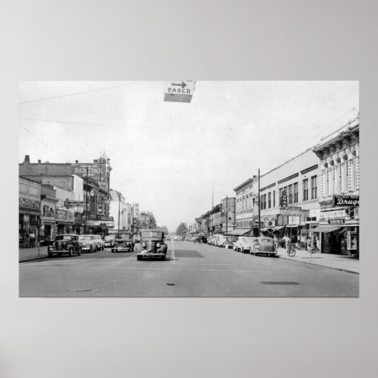 Main Street in Walla Walla, WA-foto Poster (Voorkant)