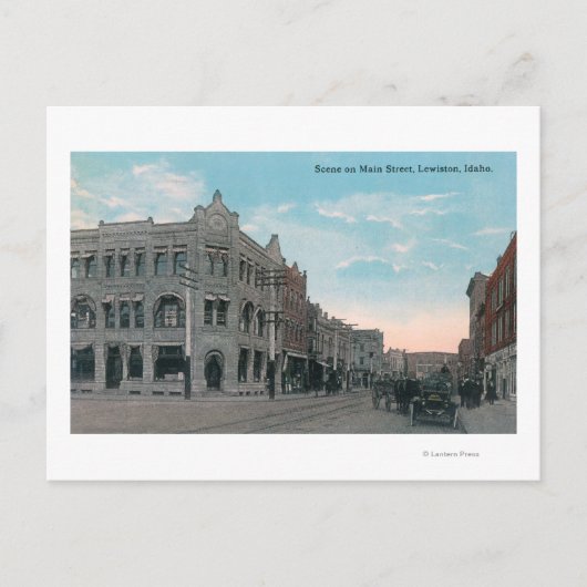 Main Street Scene met Horse Carriages en Briefkaart (Voorkant)