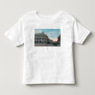 Main Street Scene met Horse Carriages en Kinder Shirts