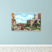 Main Street Uitzicht of State Street & Old State Canvas Afdruk (Insitu (Houten vloer))