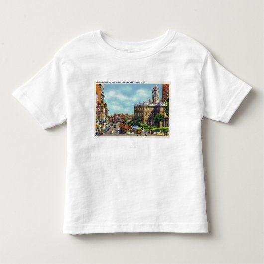 Main Street Uitzicht of State Street & Old State Kinder Shirts (Voorkant)