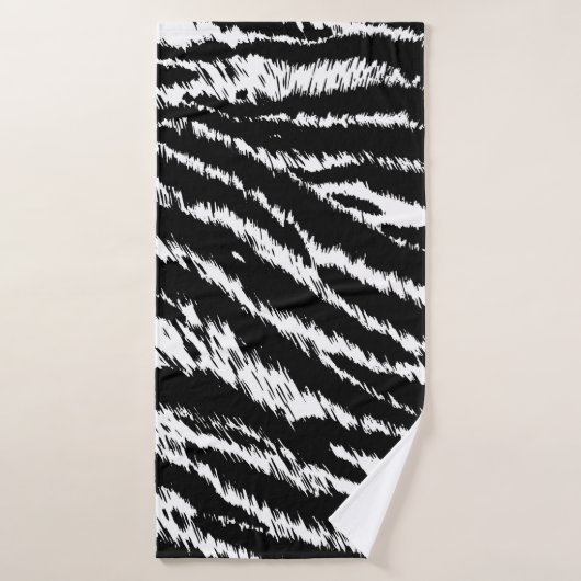 Main Tirée Abstraite Deux couleurs Zebra Stripes R (Serviette de bain)