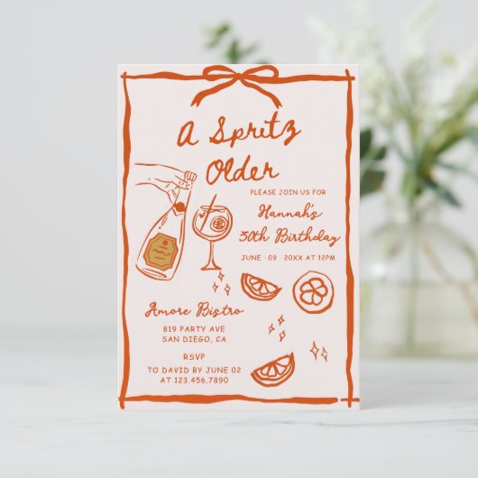 Main Tirée Un Spritz Plus Ancien Invitation De Fêt (Debout devant)