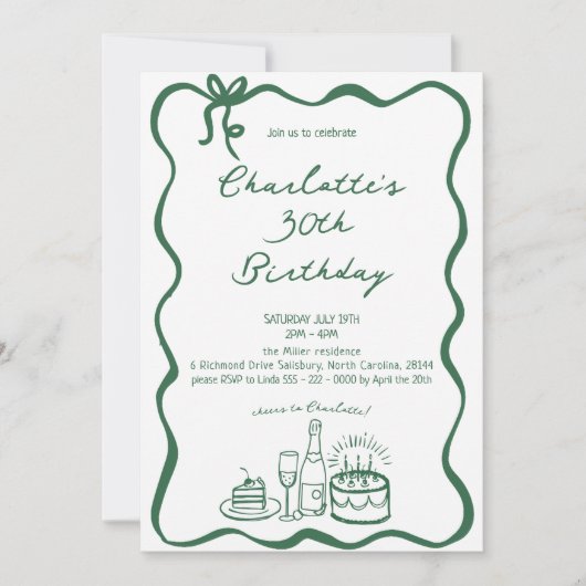 Main VERTE tirée 30e anniversaire Invitation (Devant)