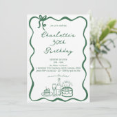 Main VERTE tirée 30e anniversaire Invitation (Debout devant)