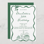 Main VERTE tirée 30e anniversaire Invitation (Devant / Derrière)