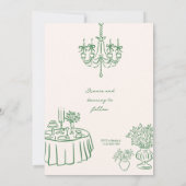 Main Whimsical tiré Faire-part de mariage vert (Dos)