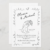 Main Whimsical Tirée Faire-part de mariage Quirky (Devant / Derrière)