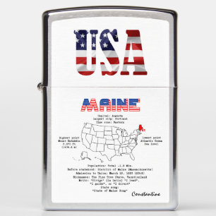 Maine American staat op een kaart en nuttige infor