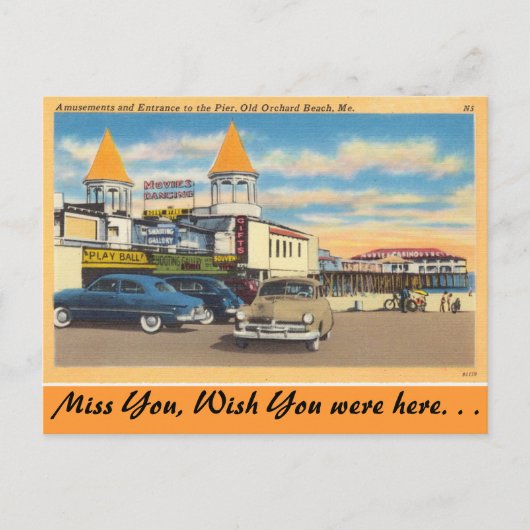 Maine, Amusements Pier, Old Orchard Beach Briefkaart (Voorkant)