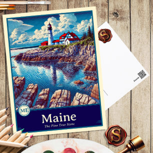Maine Anime Stijl Cel Gearceerde Ansichtkaart Briefkaart