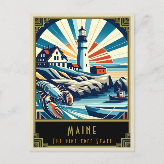 Maine | Art. Deco Briefkaart (Voorkant)