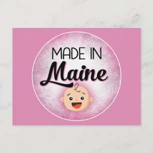 Maine Baby Funny Pink New Girl Briefkaart