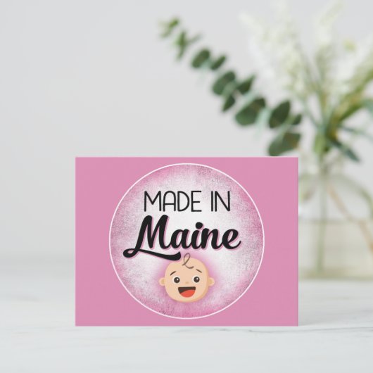 Maine Baby Funny Pink Nouvelle Fille Carte Postale (Debout devant)