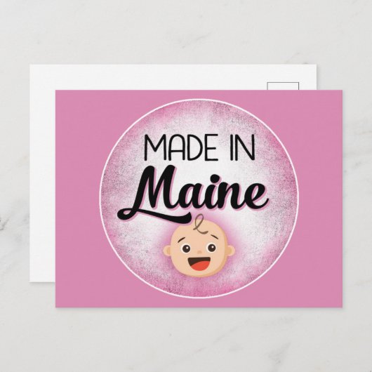Maine Baby Funny Pink Nouvelle Fille Carte Postale (Devant / Derrière)