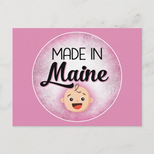 Maine Baby Funny Pink Nouvelle Fille Carte Postale (Devant)