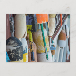 Maine, Bar Harbour. Kleurrijke kreeftenvangboeien Briefkaart