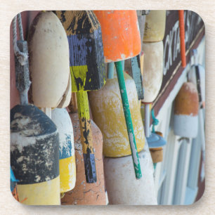 Maine, Bar Harbour. Kleurrijke kreeftenvangboeien Drankjes Onderzetter