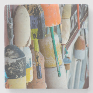 Maine, Bar Harbour. Kleurrijke kreeftenvangboeien Stenen Onderzetter