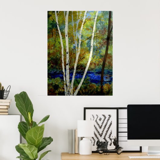 Maine Birch Stream Poster (Thuiskantoor)