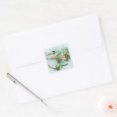 Maine bird and flower vierkante sticker (Envelop)