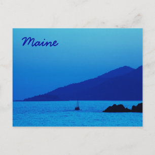 Maine blauwe zonsondergang met boot ansichtkaart briefkaart