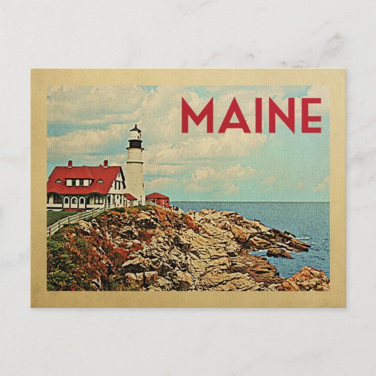 Maine Briefkaart Vintage Travel (Voorkant)