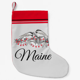 Maine Chickadee Vogel Winter Kerstvakantie Sneeuw Kleine Kerstsok