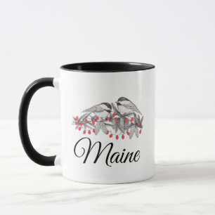 Maine Chickadee Vogel Winter Kerstvakantie Sneeuw Mok