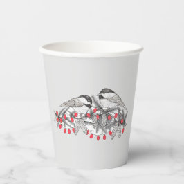 Maine Chickadee Vogel Winter Kerstvakantie Sneeuw Papieren Bekers