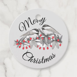 Maine Chickadee Vogelpen en Ink Kerstvakantie Bedankjes Labels