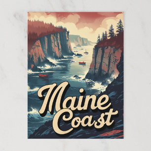Maine Coast Boats & Cliffs Briefkaart