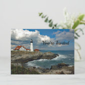 Maine Coast Lighthouse Birthday Kaart (Staand voorkant)