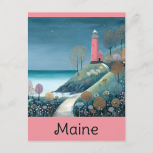Maine Coast Vuurtoren Waterverf Reizen Briefkaart