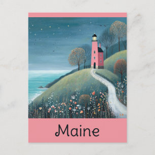 Maine Coast Vuurtoren Waterverf Reizen Briefkaart