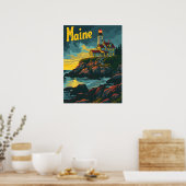 Maine Coastal Beacon: Vuurtoren Majesteit Poster (Keuken)