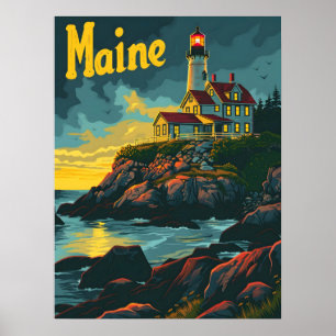 Maine Coastal Beacon: Vuurtoren Majesteit Poster