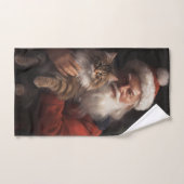 Maine Coon avec Noël Festif du Père Noël (Serviette à main)