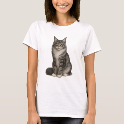 Maine Coon Black Silver T-Shirt (Devant)