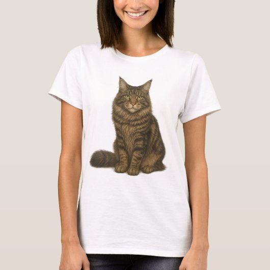 Maine Coon Brown Blotched Tabby T-Shirt (Devant)