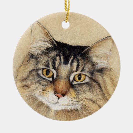 Maine Coon Cat Art Ornament (Voorkant)