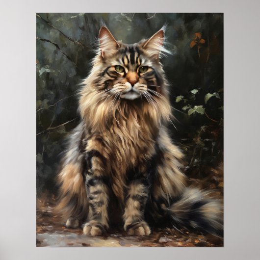 Maine Coon Cat Art Print Poster (Voorkant)