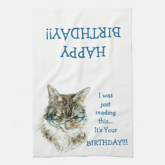 Maine Coon Cat HAPPY Birthday handdoek (Verticaal)