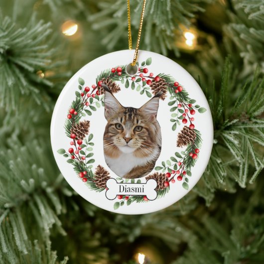 Maine Coon Cat Keramisch Ornament (Boom)