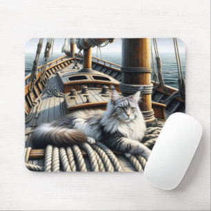 Maine Coon Cat Op Een Schip Deck Muismat