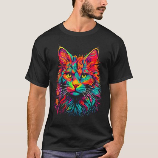 Maine Coon Cat Pop Art T-shirt (Voorkant)