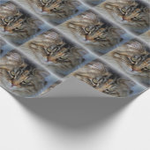 Maine Coon Cat Portrait Wrapping Paper Cadeaupapier (Hoek)